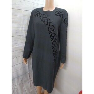 Anne Crimmins 4 Umi Collections Black Dress Long Long Sleeve Velour Applique 12